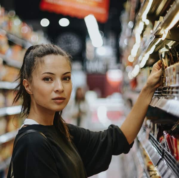 conscious consumer woman shopping for groceries