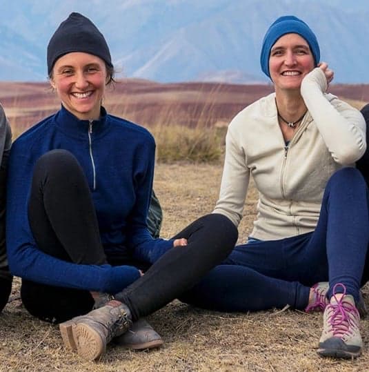 sustainable outdoor clothing brands - two women