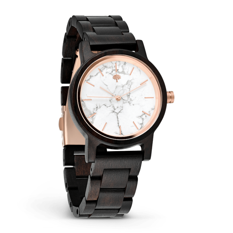 Lux Woods watch with marble-like face
