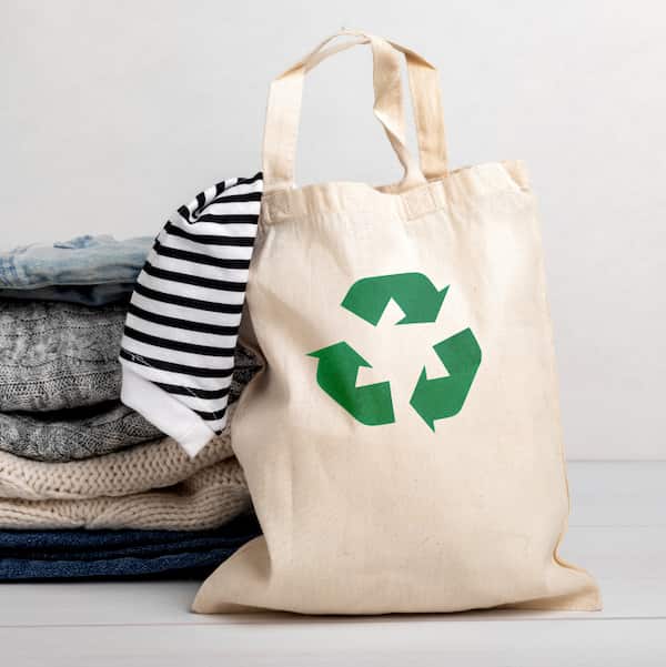 cloth bag with circular economy symbol