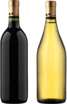 two wine bottles made from eco-glass