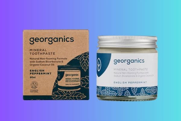 georganics mineral toothpaste bottle and box