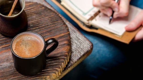 fair trade coffee in a mug on a table